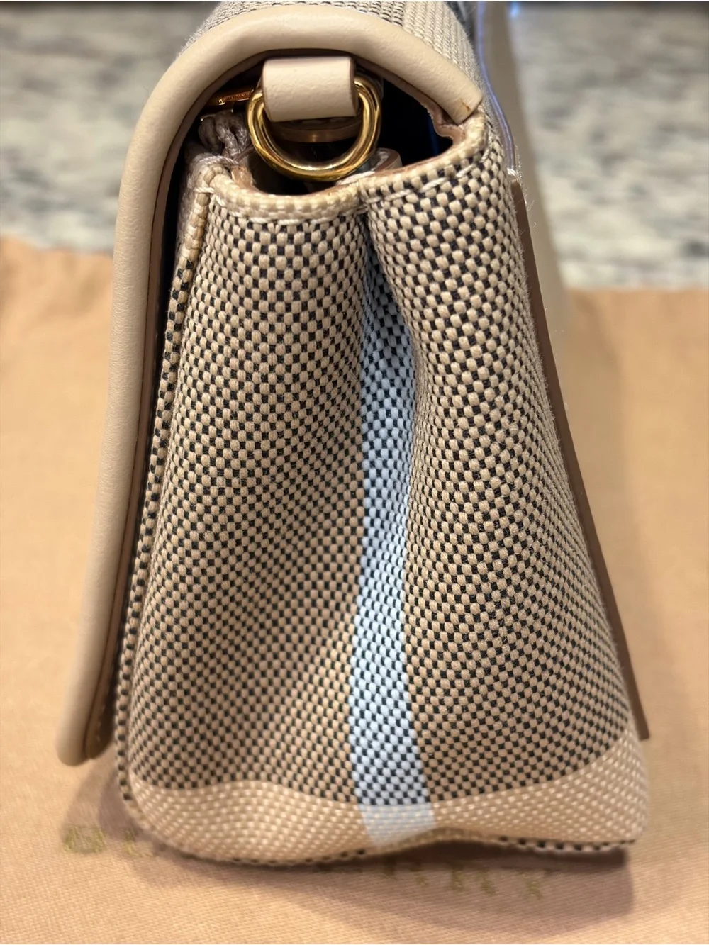 Burberry Tan Check Crossbody with Leather Strap